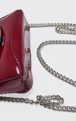 Burgundy Patent Envelope Cross Body Bag