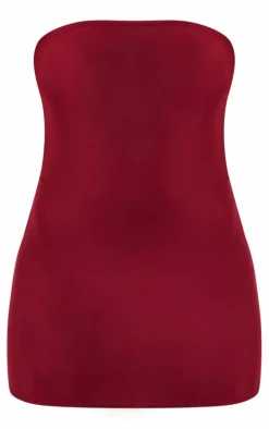 Burgundy Slinky Bandeau Skort Romper