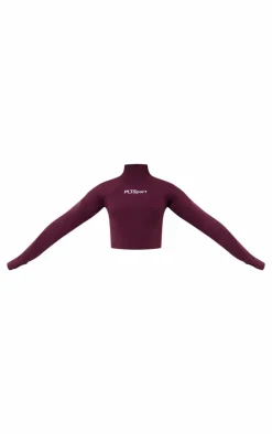 Burgundy Soft Touch High Neck Gym Top