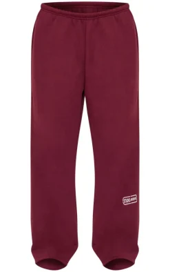Burgundy Studio Archives Embroidered Thin Waistband Drop Crotch Sweatpants
