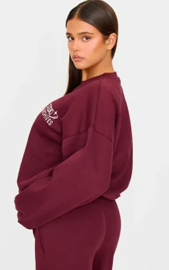 Burgundy Studio Archives Embroidered Oversized Sweatshirt