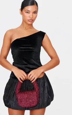 Burgundy Tinsel Mini Handbag