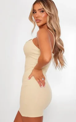 Butter Cream & Pink 2 Pack Rib Strappy Bodycon Dress
