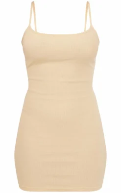Butter Cream & Pink 2 Pack Rib Strappy Bodycon Dress