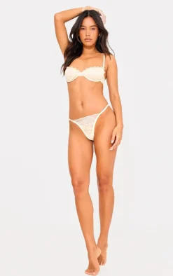 Butter Cream Lace Ruched Lingerie Set