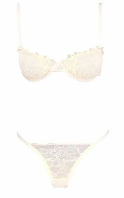 Butter Cream Lace Ruched Lingerie Set