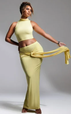 Butter Cream Slinky Funnel Neck Crop Top