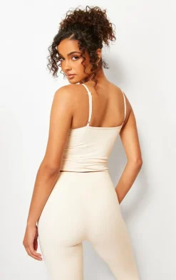 Butter Cream Snatched Sculpt Ruched Bust Strappy Cami Top