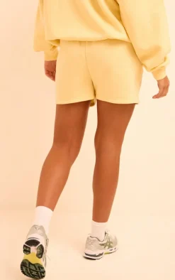 Butter Yellow PLT Studio Archive Puff Print Drawstring Sweat Shorts