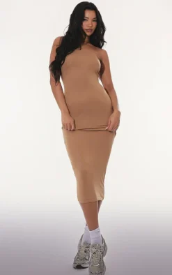 Camel Basic Bandeau Midaxi Dress