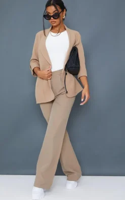Camel Basic Turn Up Sleeve Blazer