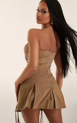 Camel Lace Up Corset Top