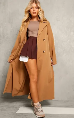 Camel Structured Midi Trench Coat