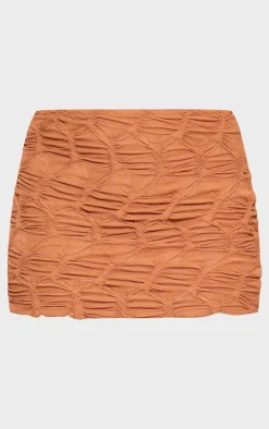 Camel Textured Low Rise Micro Mini Skirt