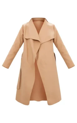 Camel Veronica Waterfall Tie Waist Coat