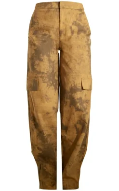Camel Washed Cargo Pocket Detail Cargos