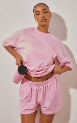 Candy Pink Cotton Oversized Boxy Shorts