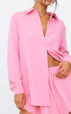 Candy Pink Long Sleeve Oversized Shirt