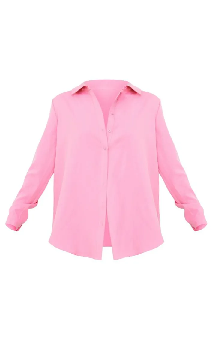 Candy Pink Long Sleeve Oversized Shirt