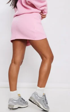 Candy Pink Wrap Sweat Mini Skirt