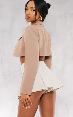 Cappuccino Front Panel Detail Cropped Blazer