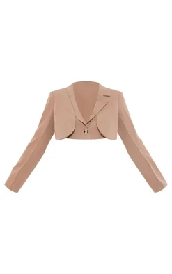 Cappuccino Front Panel Detail Cropped Blazer