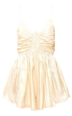 Champagne Iridescent Strappy Flowy Romper