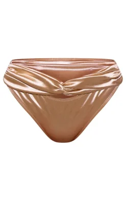 Champagne Ruched Waist Bikini Bottoms