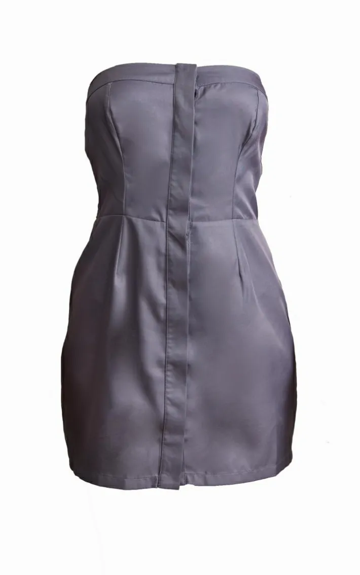 Charcoal Bandeau Pocket Detail Bodycon Dress