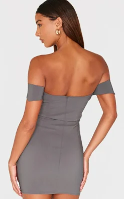 Charcoal Bardot Bengaline Bodycon Dress