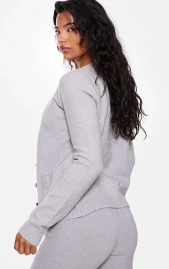 Charcoal Basic Knit Button Up Cardigan