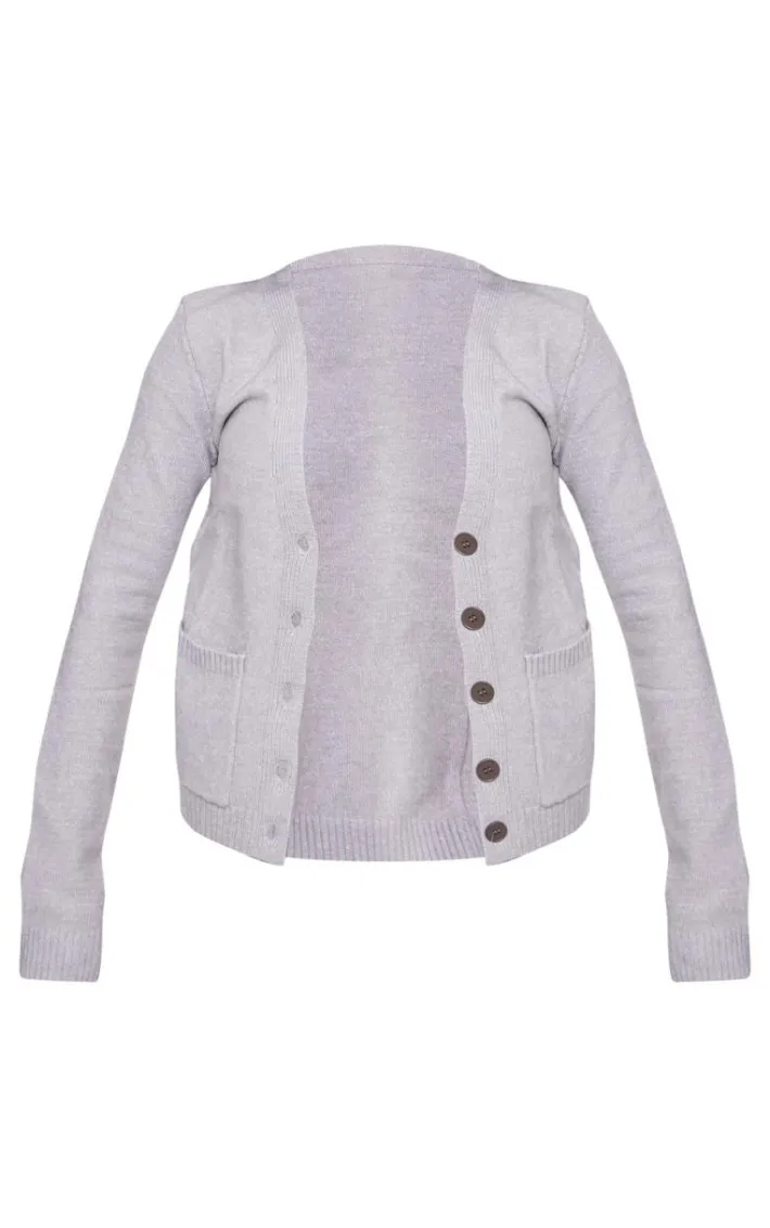 Charcoal Basic Knit Button Up Cardigan