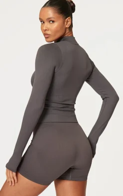 Charcoal Basic Seamless Booty Shorts
