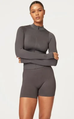 Charcoal Basic Seamless Booty Shorts