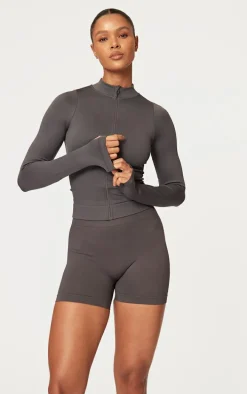 Charcoal Basic Seamless Booty Shorts