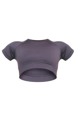 Charcoal Basic Seamless Cropped T-shirt