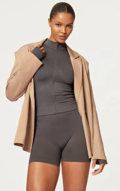Charcoal Basic Seamless Jacket