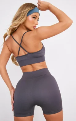 Charcoal Basic Seamless Padded Sports Bra