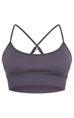 Charcoal Basic Seamless Padded Sports Bra