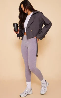 Charcoal Belted Hem Cropped Trench Coat