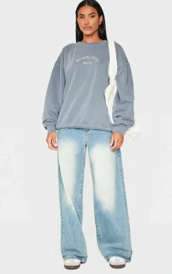 Charcoal Beverly Hills Printed Washed Sweatshirt