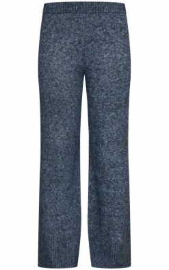 Charcoal Blue Luxe Knit Wide Leg Pants