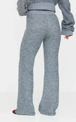 Charcoal Contrast Textured Knit Pants