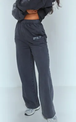 Charcoal Cotton Wide Leg Sweatpants