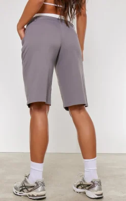 Charcoal Double Waistband Tailored Oversized Jorts