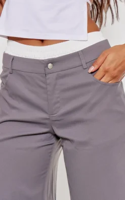 Charcoal Double Waistband Tailored Oversized Jorts