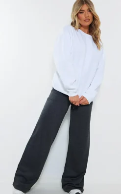 Charcoal Grey Lightweight Drawstring Waist Wide Leg Sweatpants
