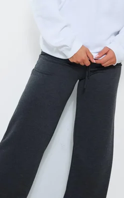 Charcoal Grey Lightweight Drawstring Waist Wide Leg Sweatpants