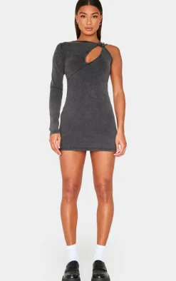 Charcoal Grey One Shoulder Maxi Dress