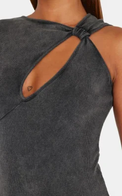 Charcoal Grey One Shoulder Maxi Dress